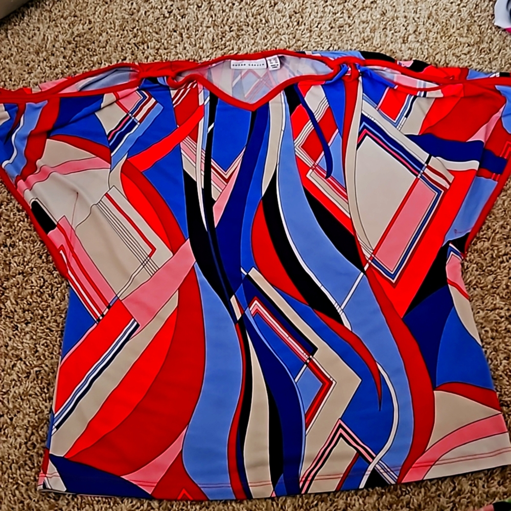 Pink, Blue, and Red Office Shirt
